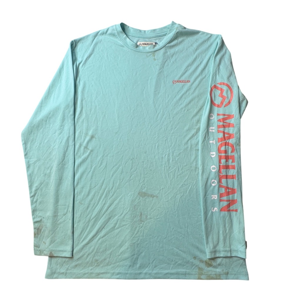 Magellan Performance Shirt Mens Medium Blue Fish‎ Gear Long Sleeve Wicking